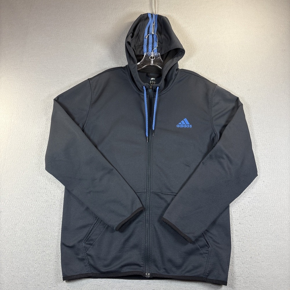 Adidas Classic Jacket‎ L Blue/Blue Stripe Zip up Hoodie